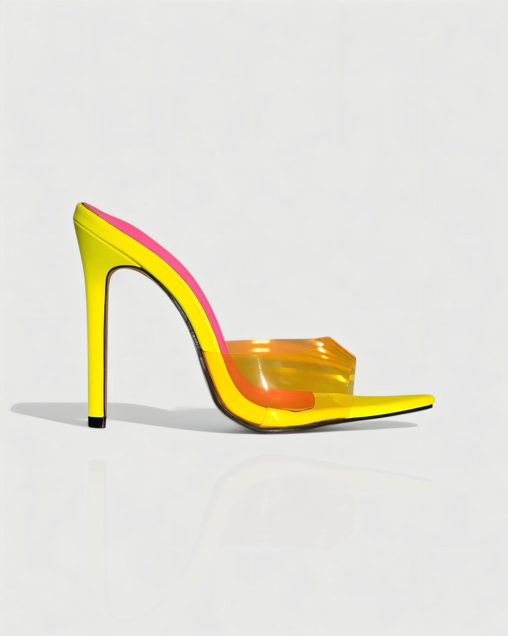 TRINNA Contrast Clear Strap Pointed Toe Heels