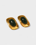 Green Stone Gold Stud Earrings