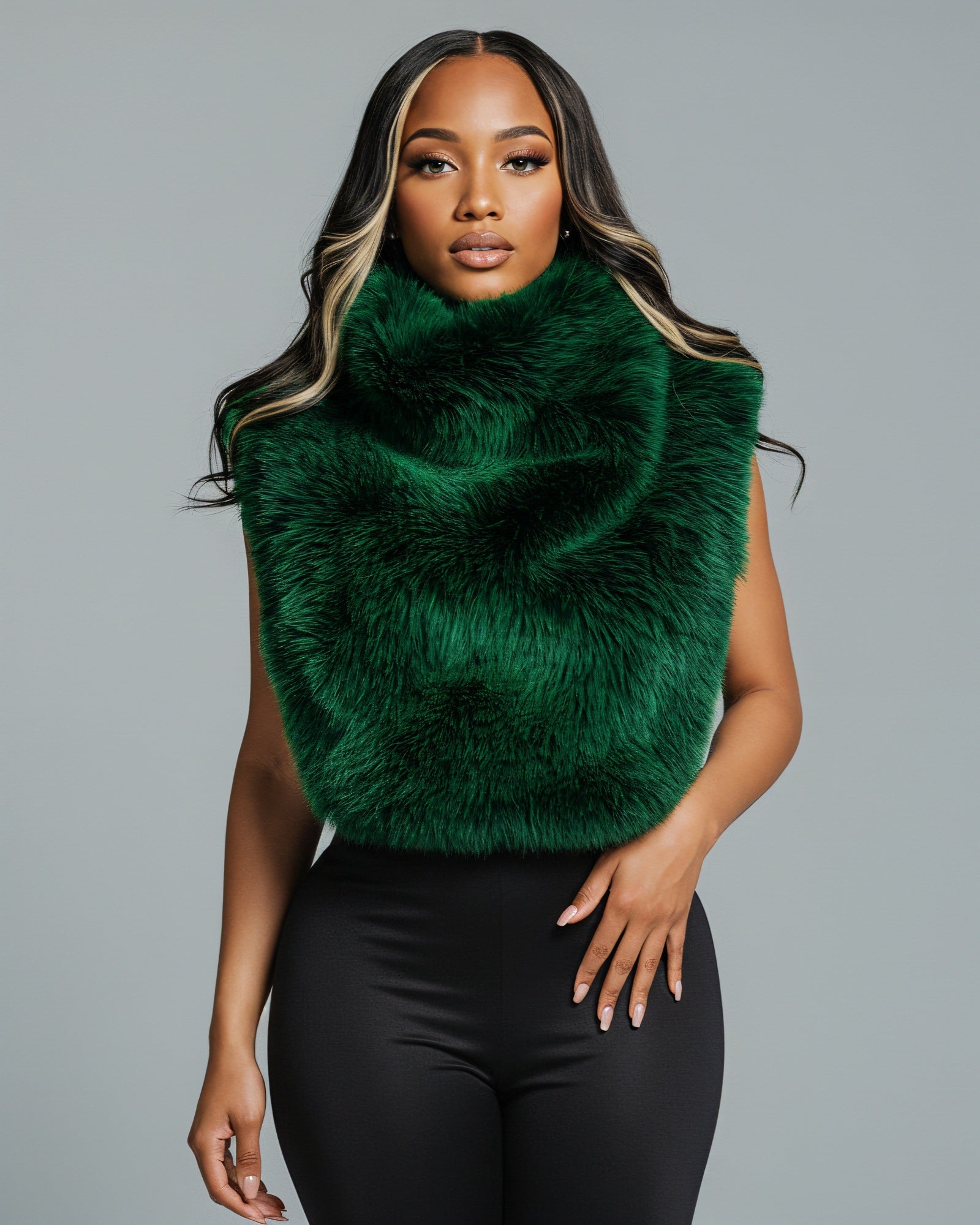 KARISE Plush Faux Fur Vest Top