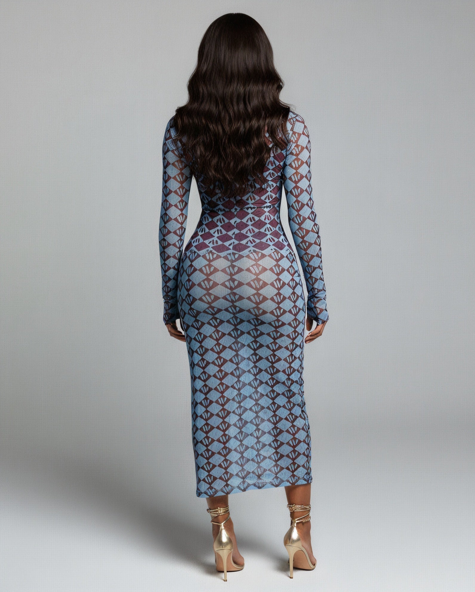MALINA Turtleneck Long Sleeve Midi Dress