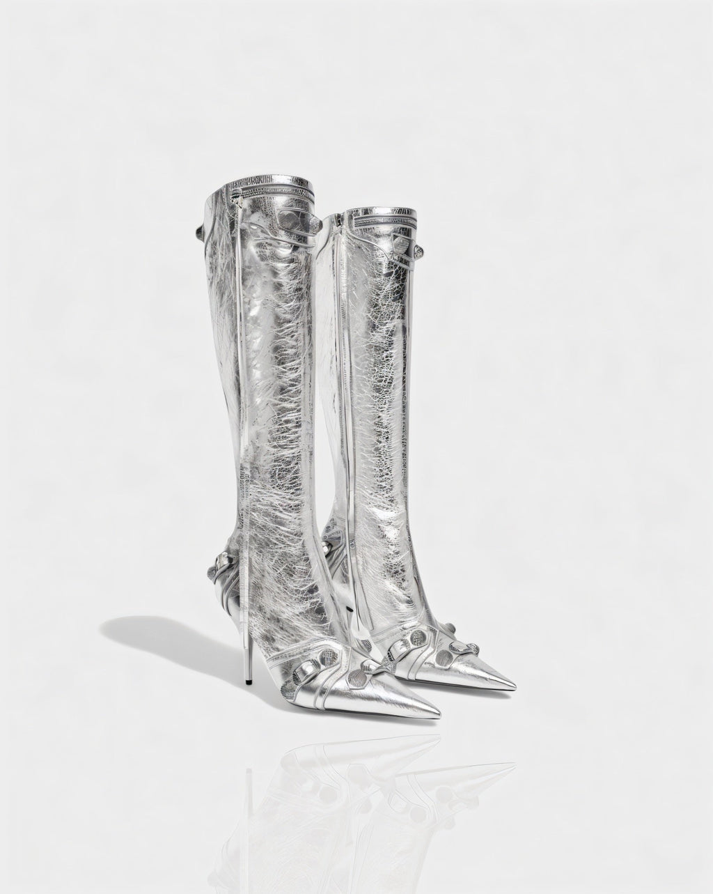WENA Studded Pointed Toe Knee-High Boots