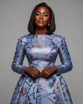 MINNA Long Sleeve Pleated Midi Dress