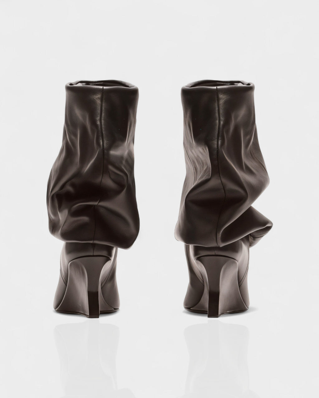 IRELLE Slouchy Faux Leather Pointed Wedge Heel Boots