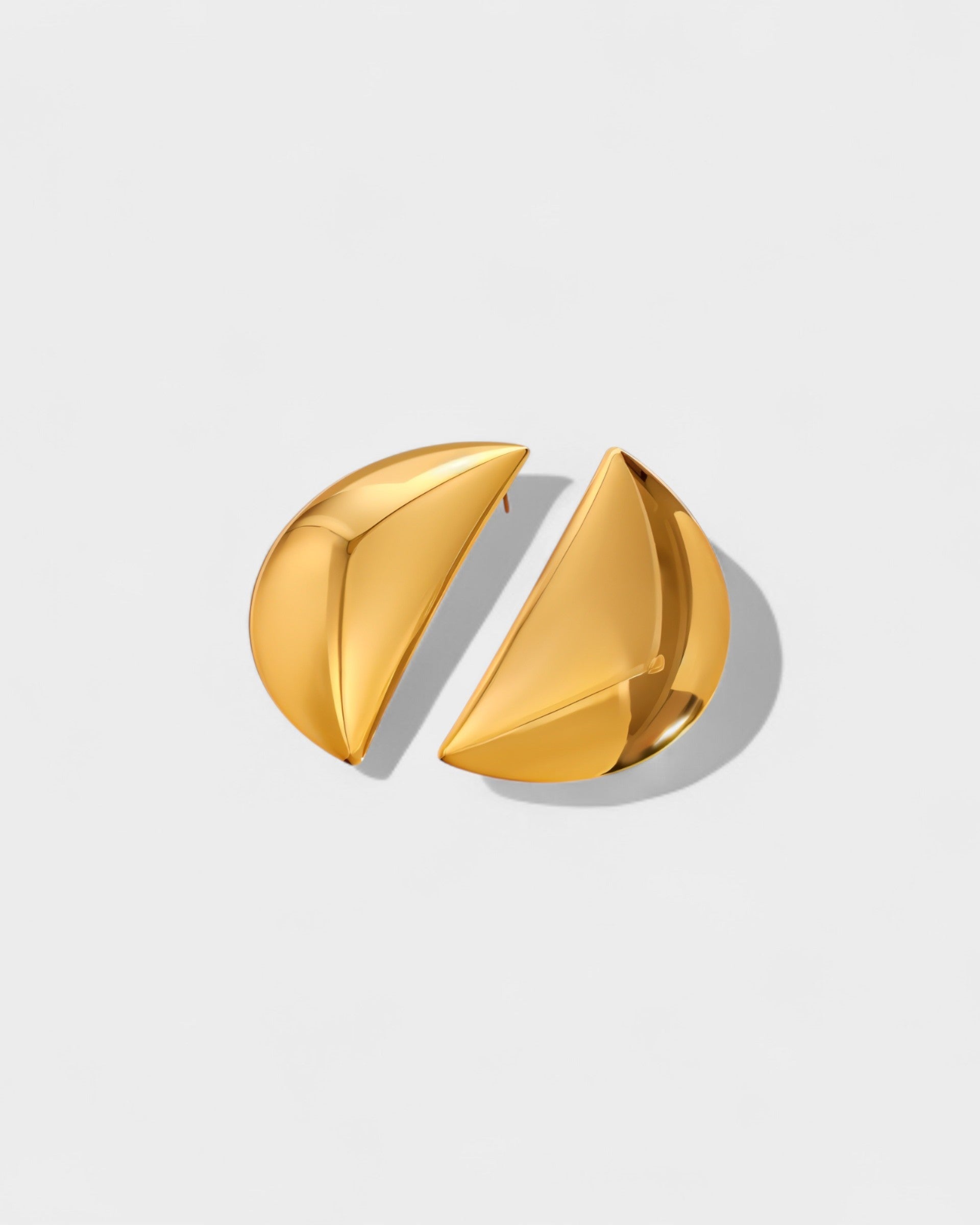 Crescent Gold Stud Earrings