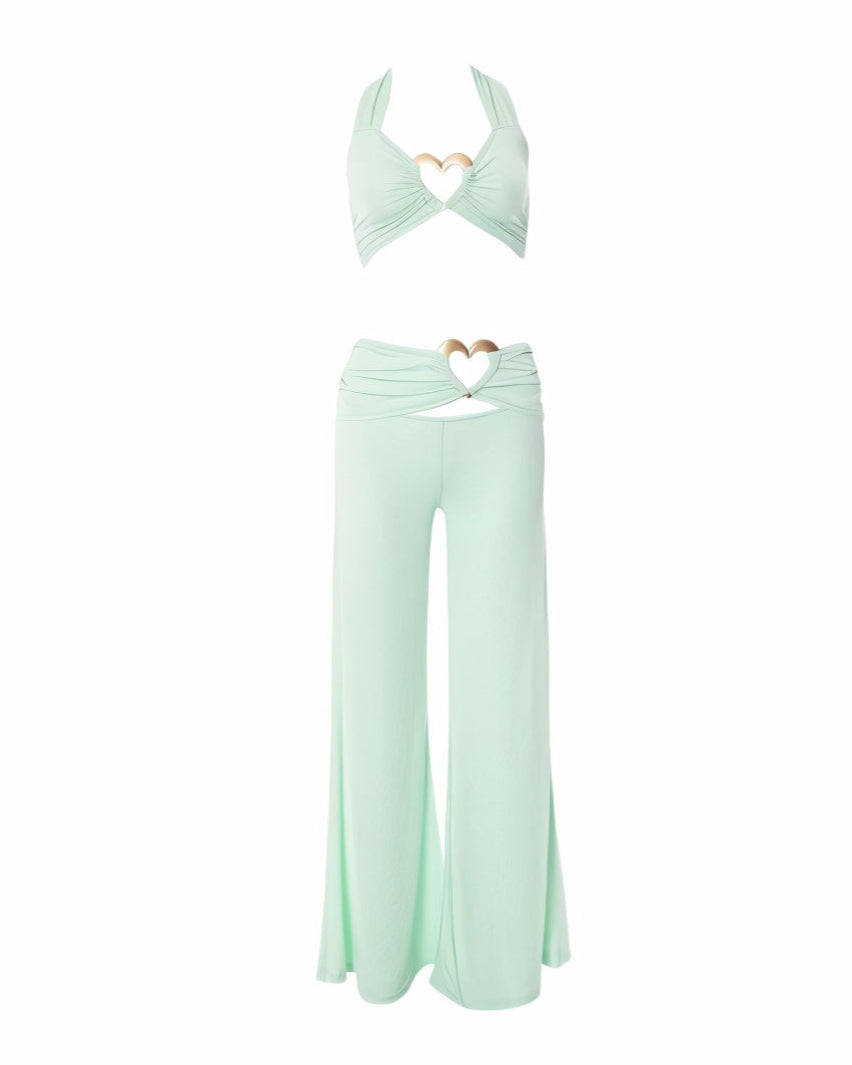 NAYELI Heart-Shaped Buckled Top & Pant Set