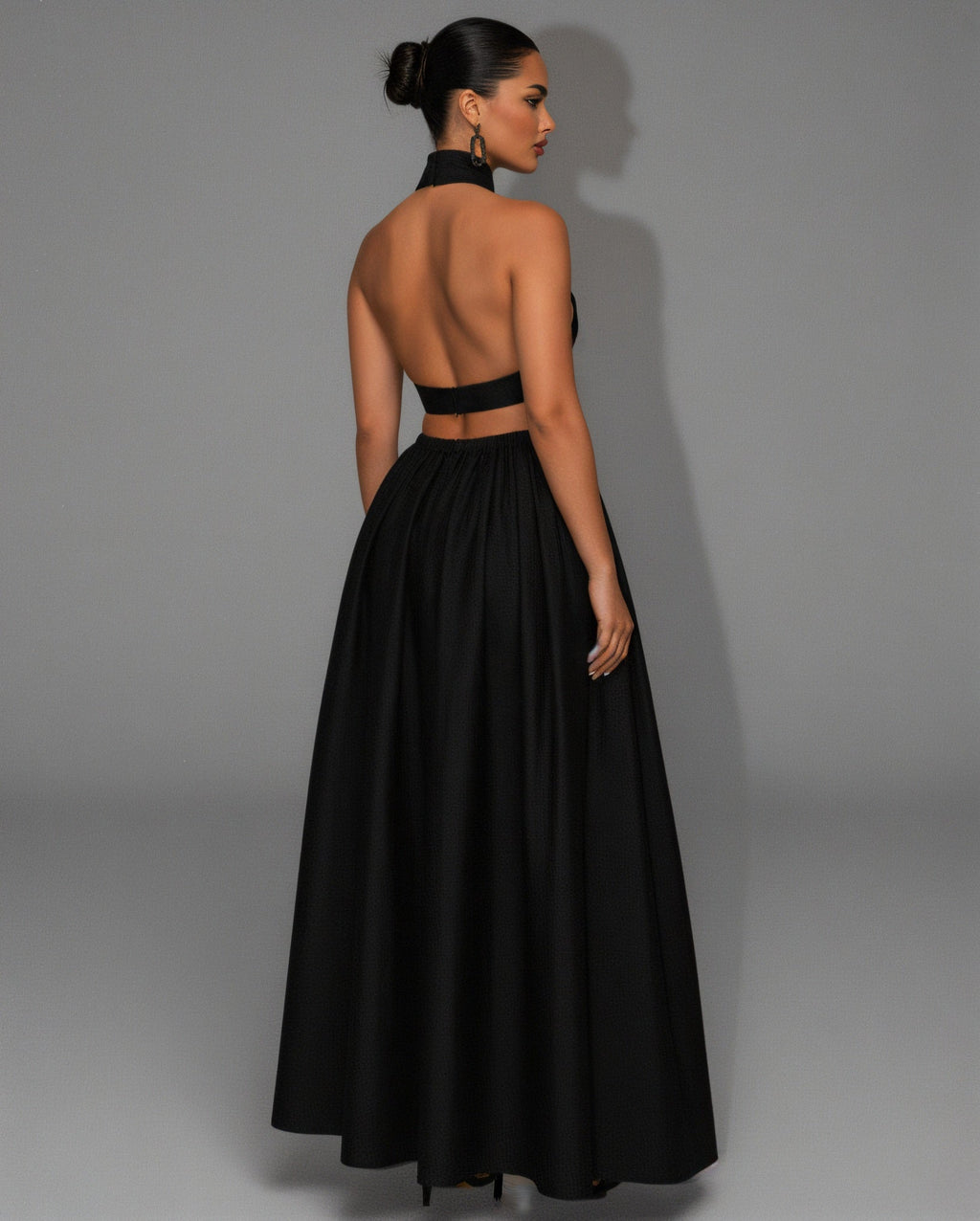 EYANE Collar Crop Top & Maxi Skirt Set