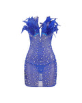 KAYALI Pearl & Rhinestone Embellished Feather Mini Dress