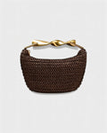 CRESSIDA Woven Half Moon Handbag with Gold Swirl Handle