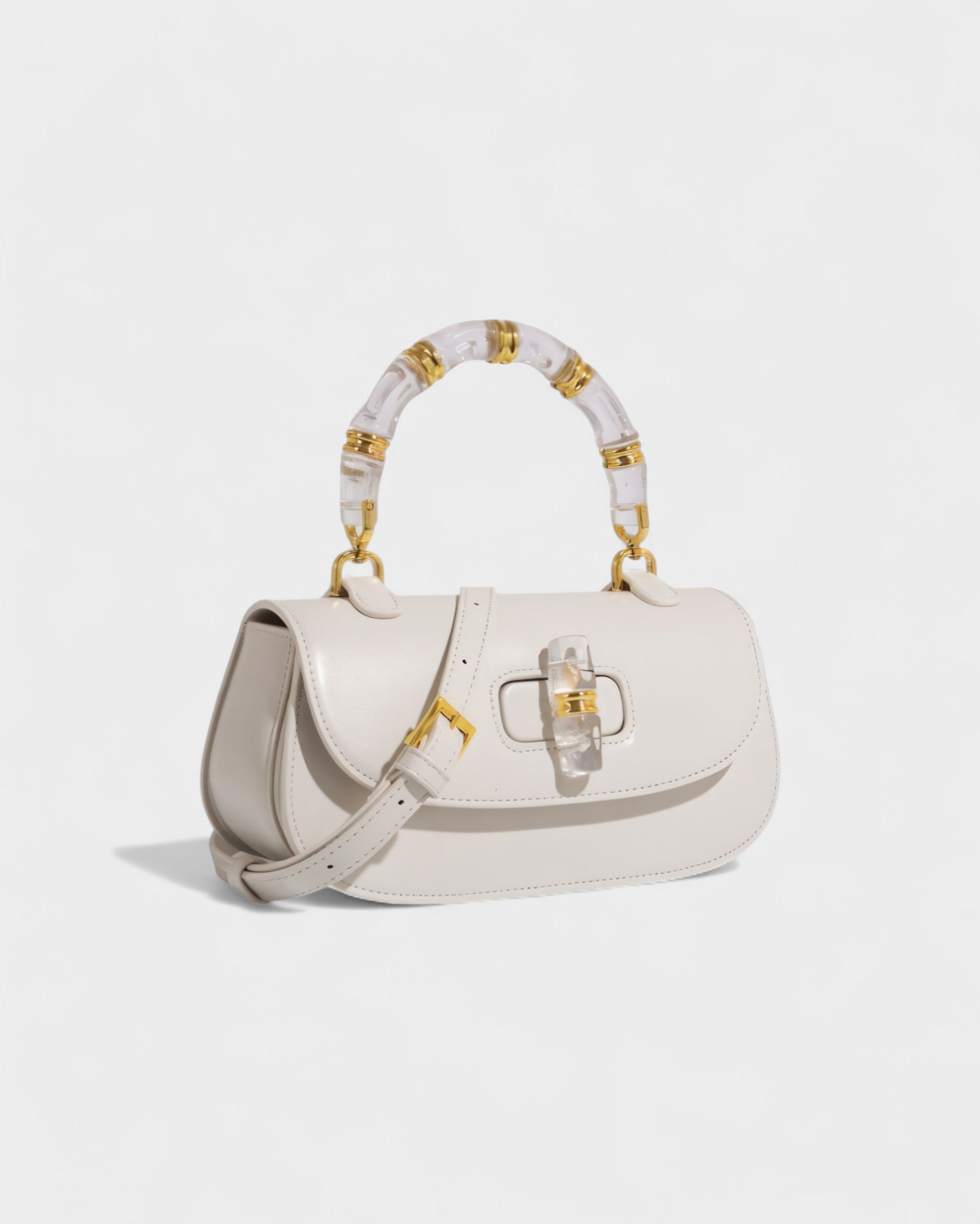 ZARLA Bamboo Handle Faux Leather Bag