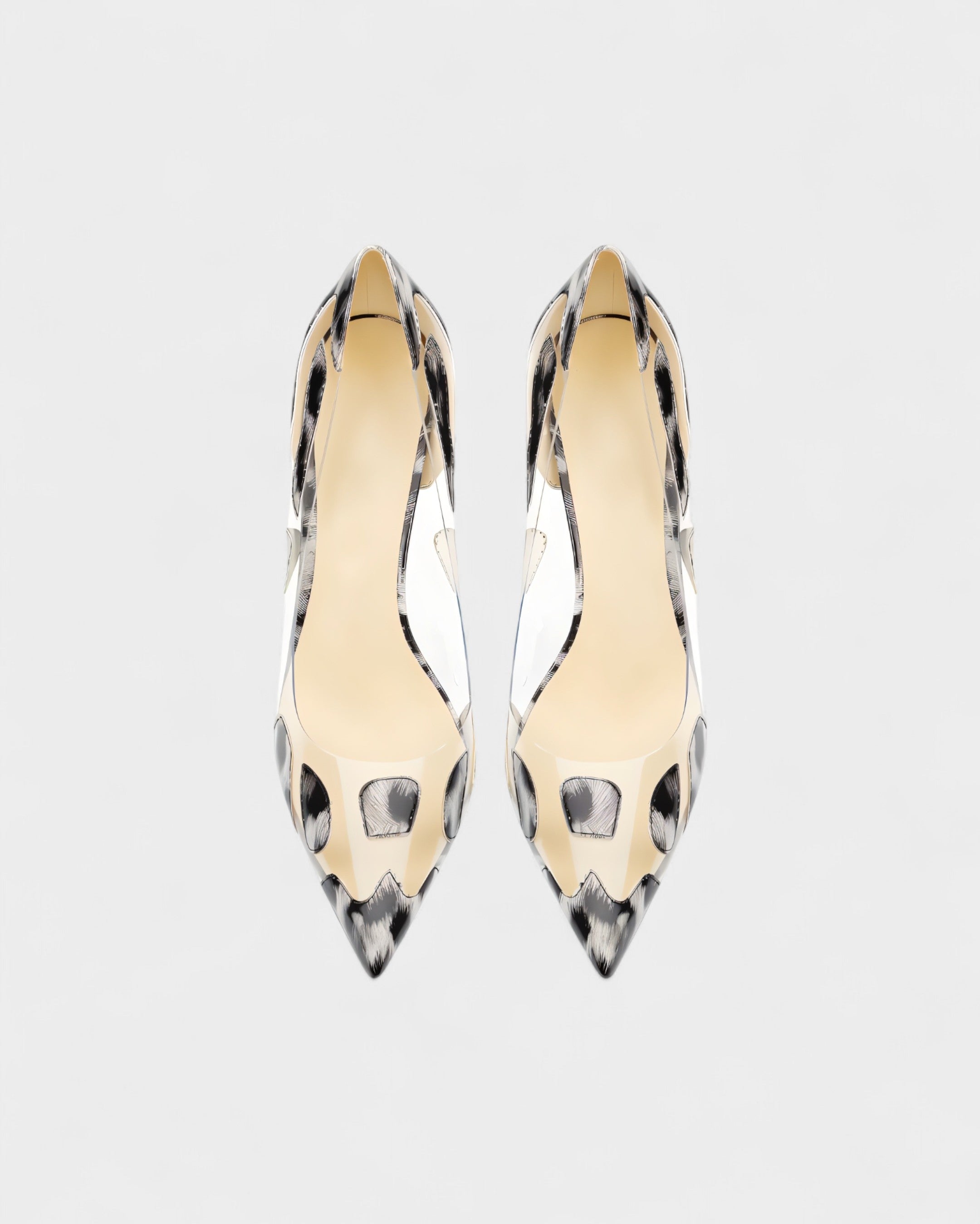 DALYA Transparent Pointed-Toe Leopard Heels