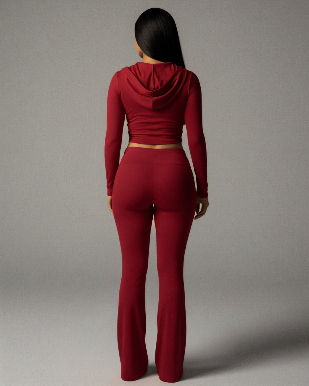 RAINY Zip-Up Hoodie and Flare Pants Set