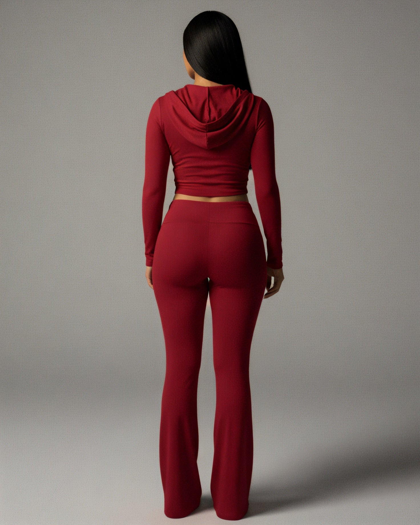 RAINY Zip-Up Hoodie and Flare Pants Set
