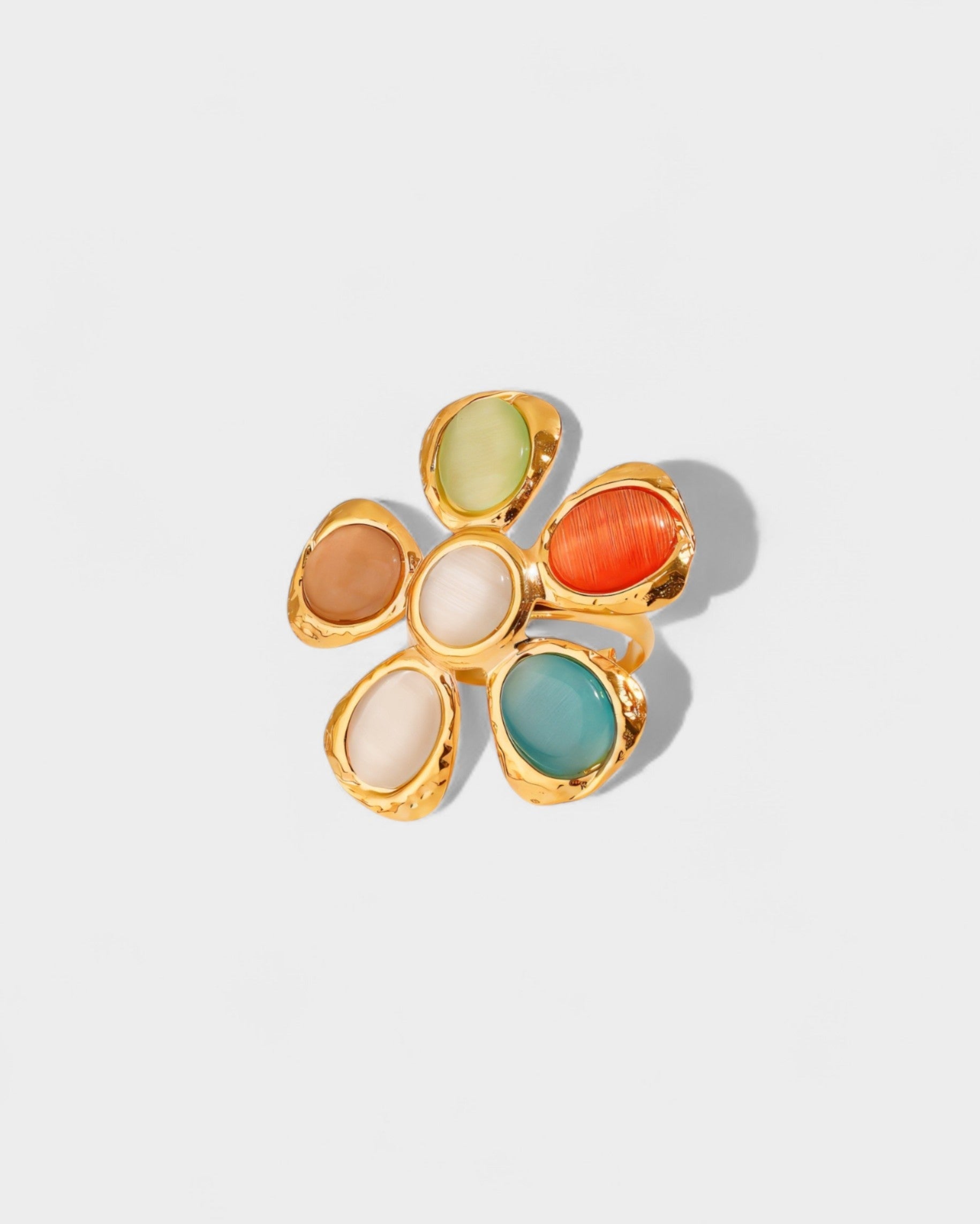 Multicolor Gemstone Floral Ring