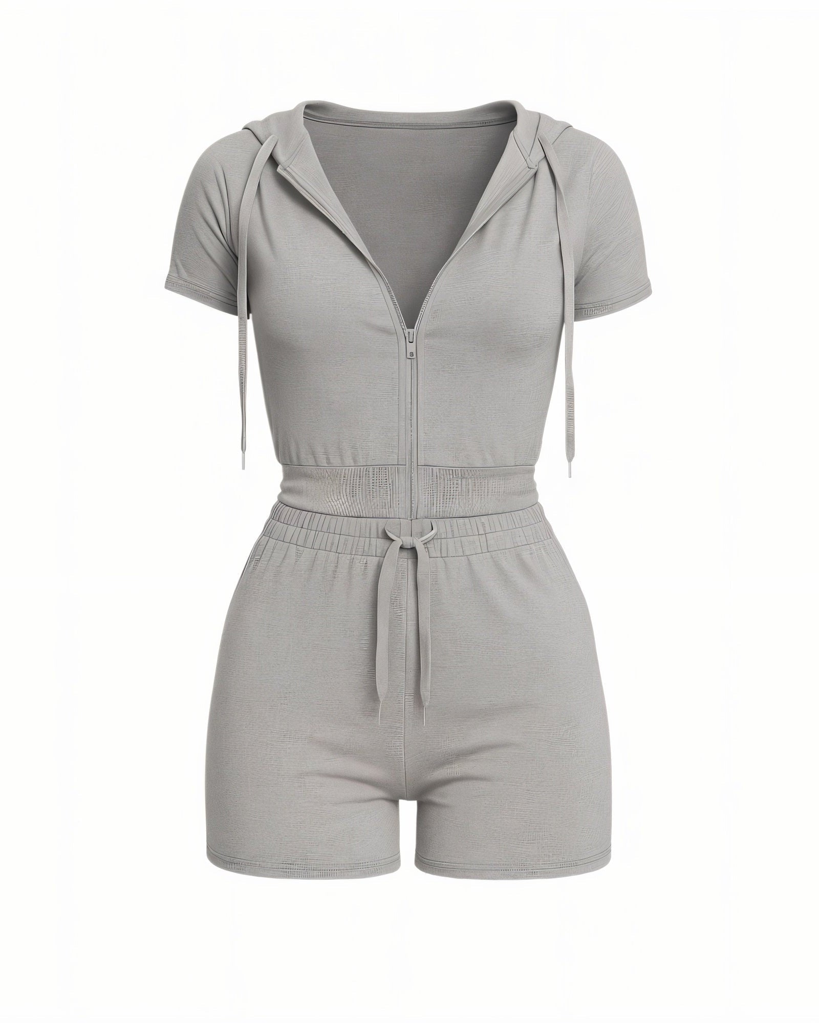 LAVENDER Zip-Up Hoodie Top & Drawstring Shorts Set