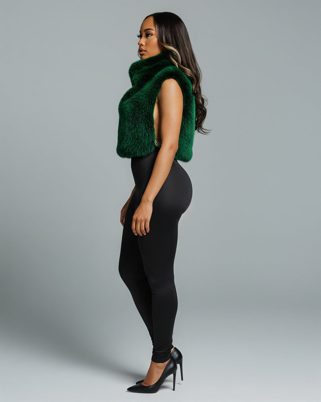 KARISE Plush Faux Fur Vest Top
