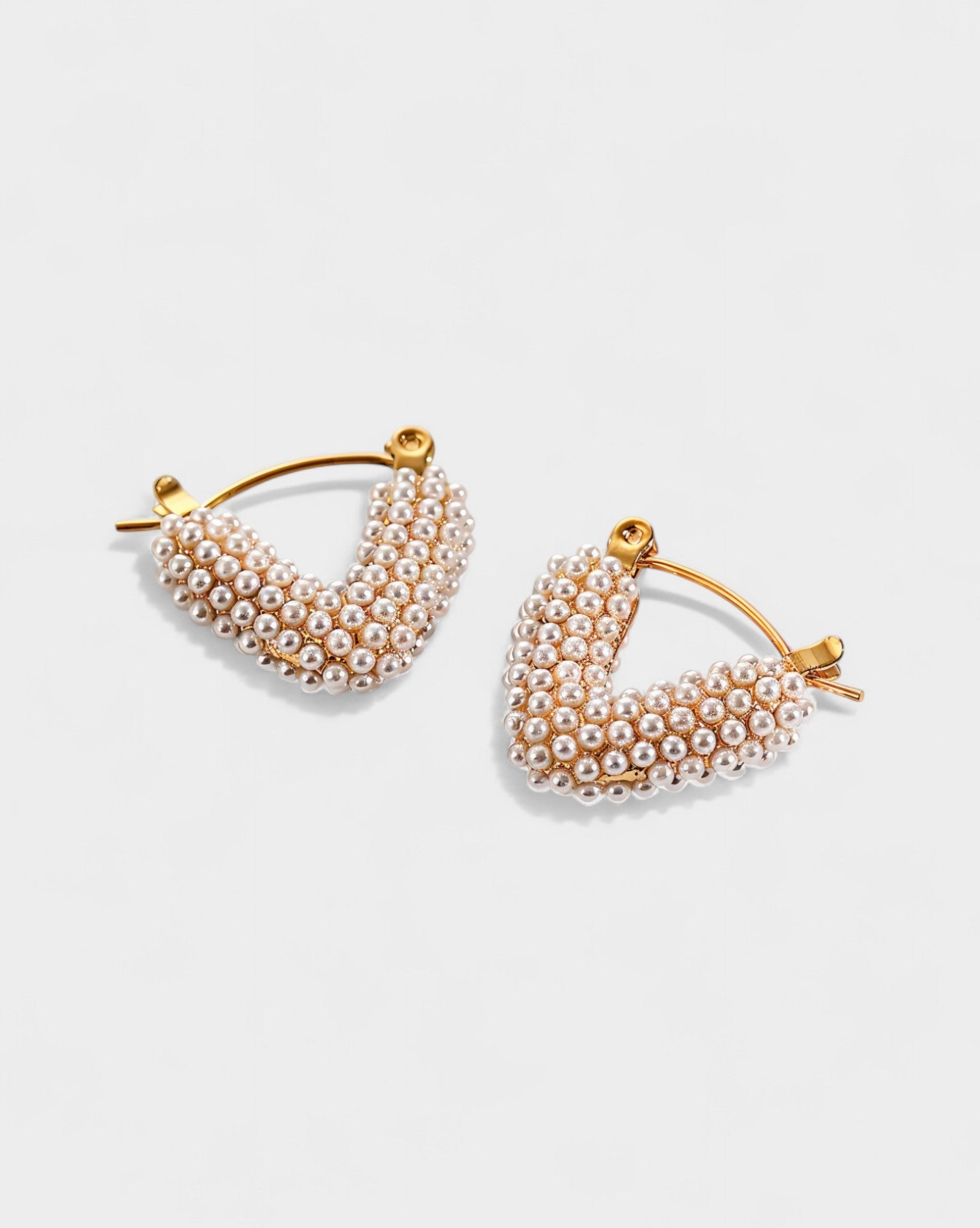 Pearl Pavé Gold Huggie Hoop Earrings