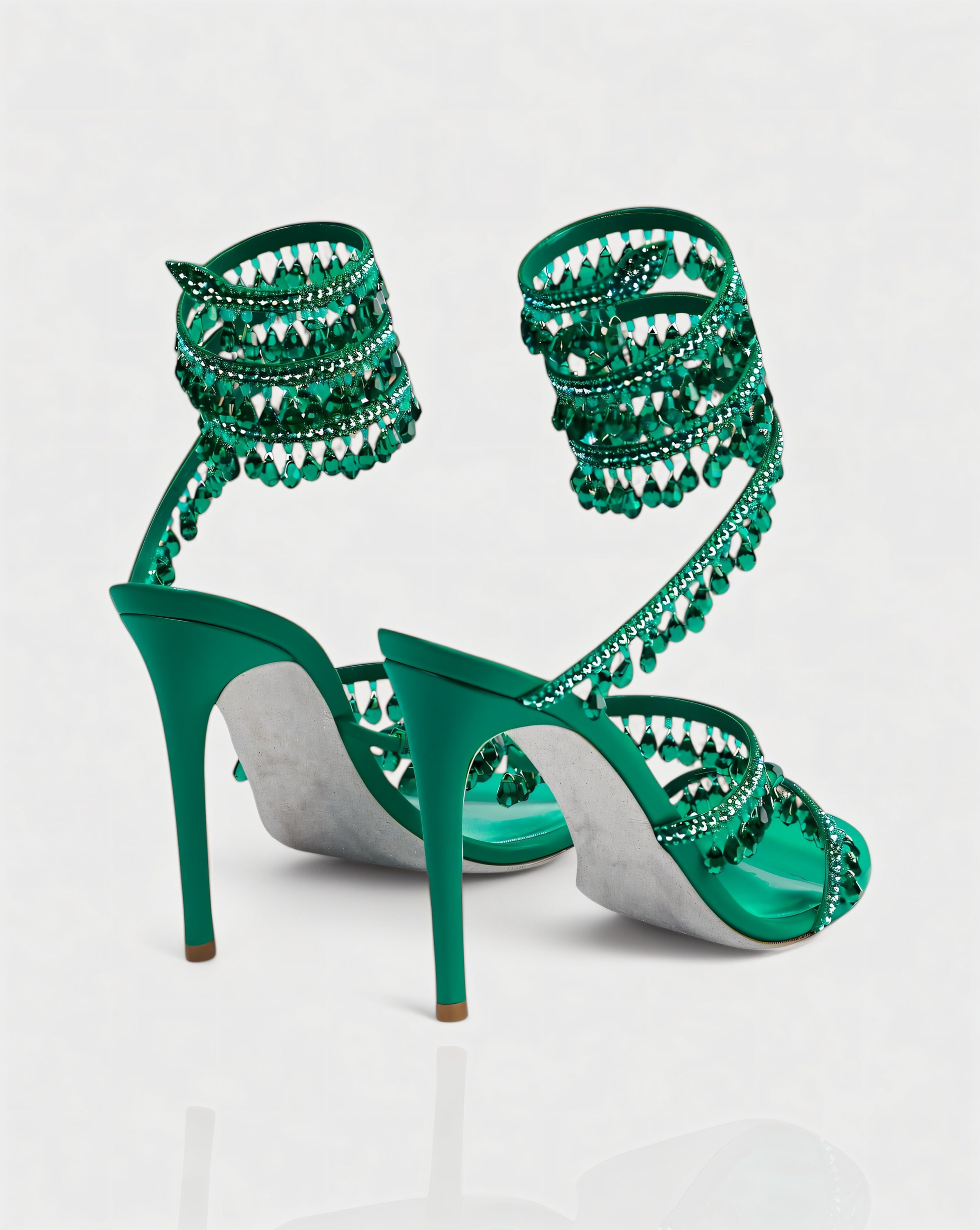 ALYRA Rhinestone Tassel Ankle-Wrap High Heels