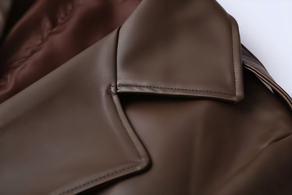 PAMOLA Faux Leather Trench Coat