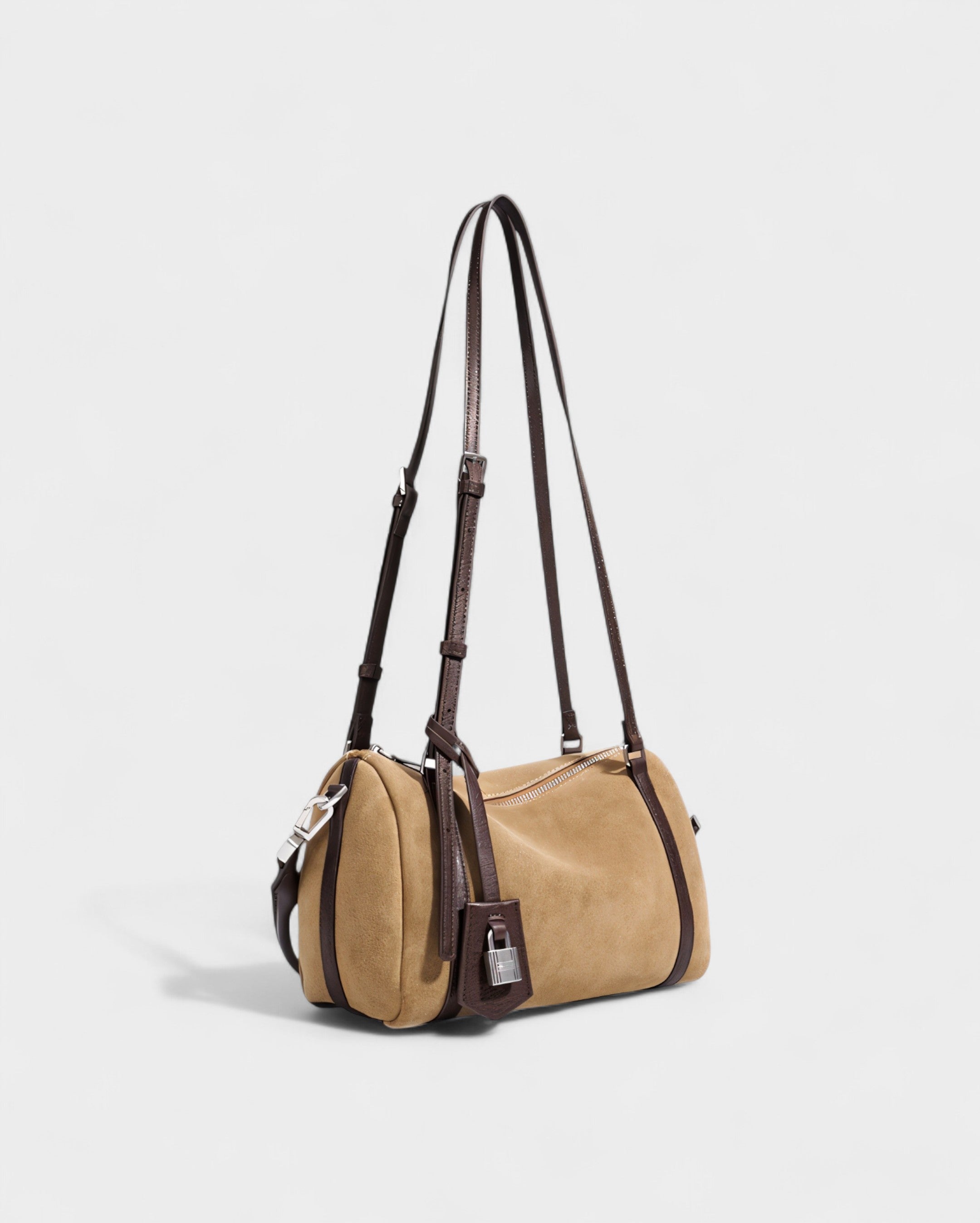 RASOS Faux Suede Barrel Shoulder Bag