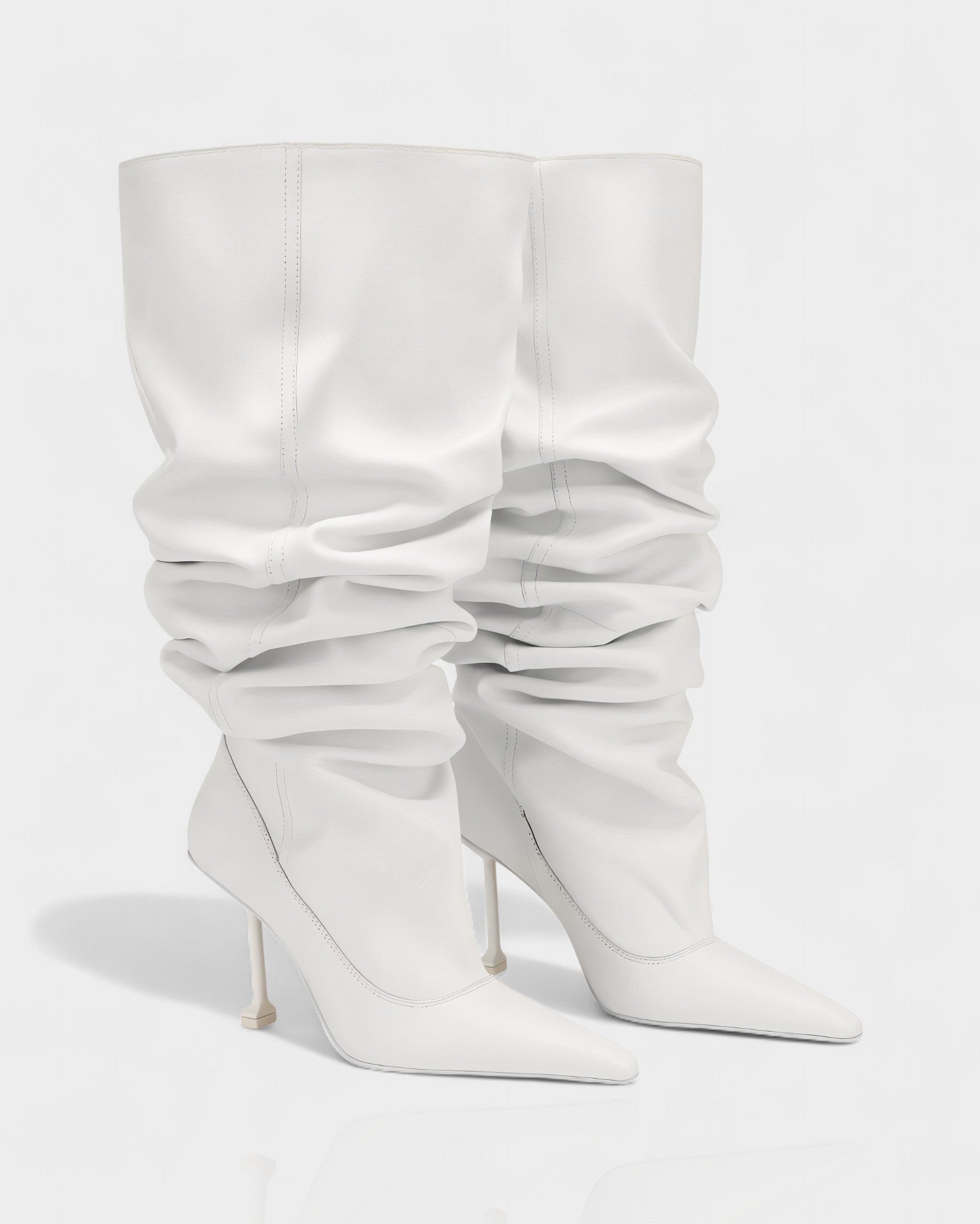 BELLARA Faux Leather Slouchy Pointed Toe Stiletto Boots