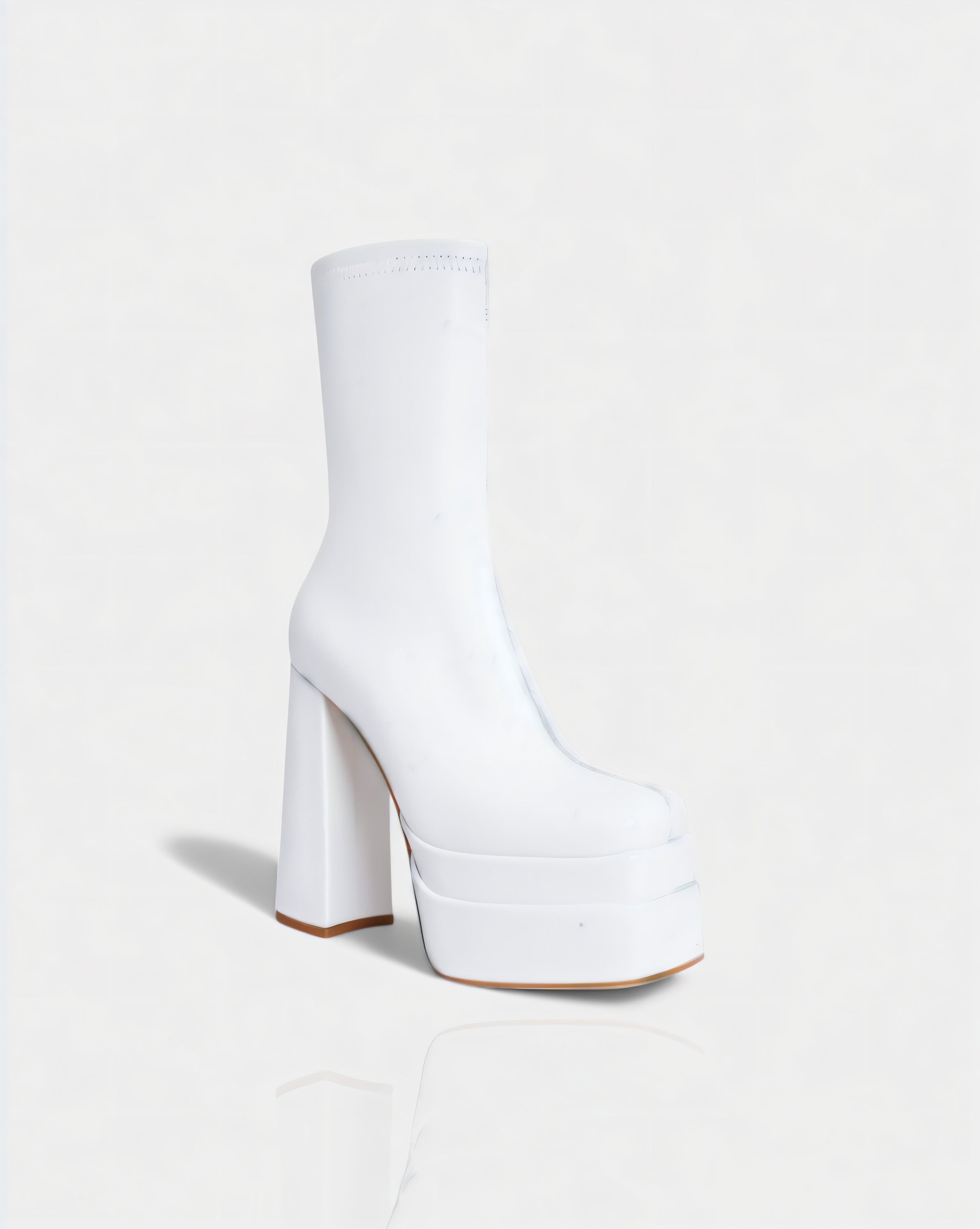 SOREYA Thick Heel Faux Leather Boots