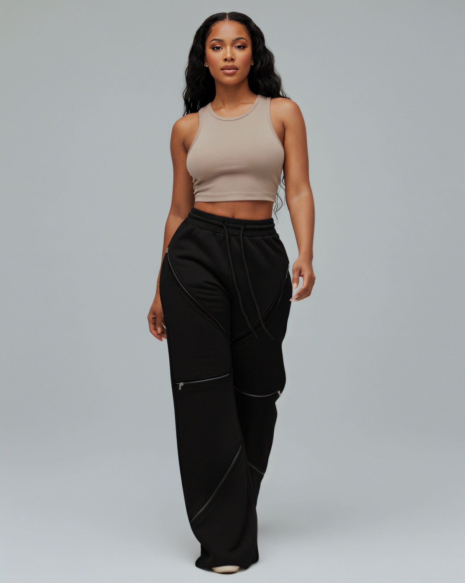 TINAY High Waist Multi-zipper Loose Pants