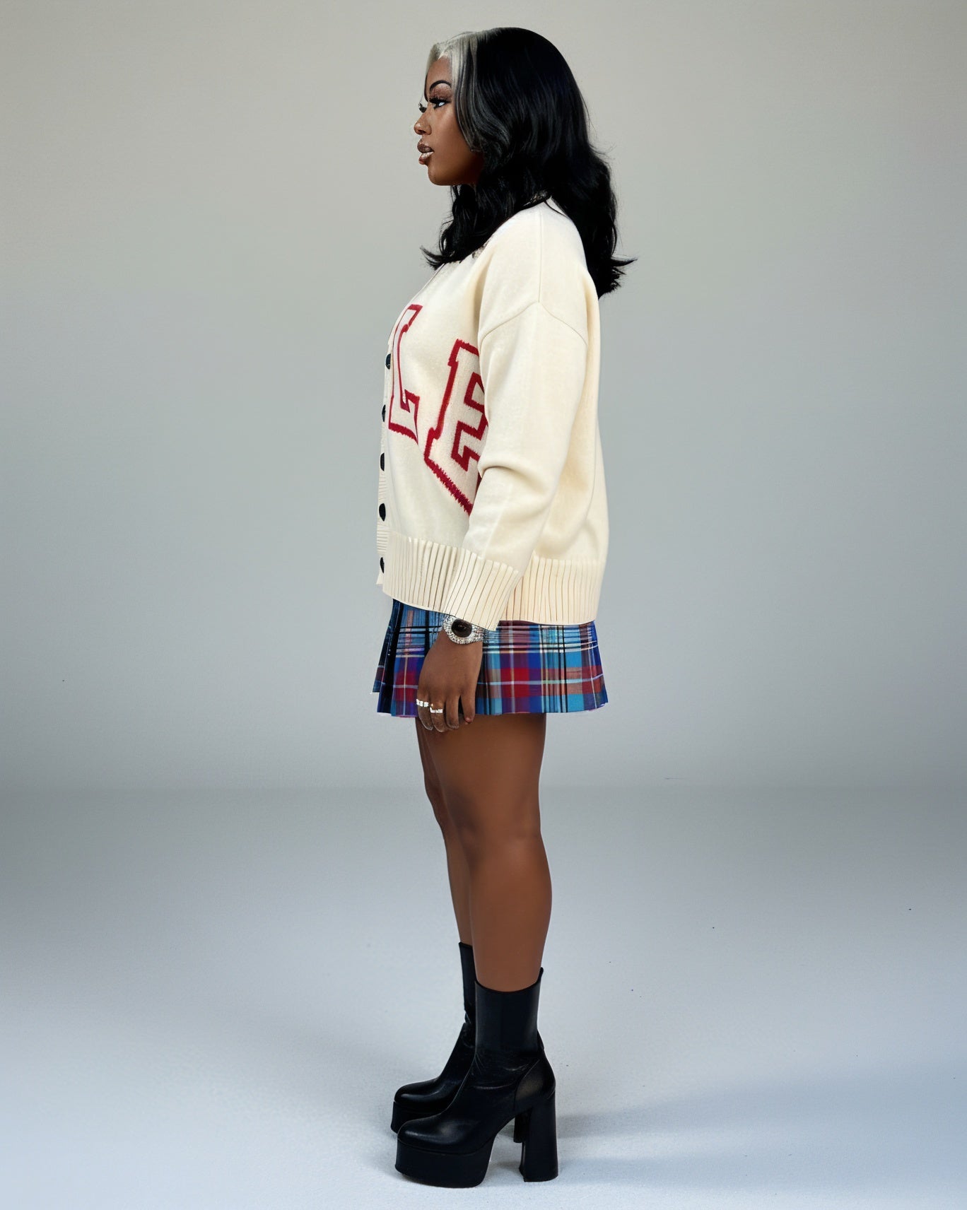 KENYA Jacquard Loose Button-Up Cardigan