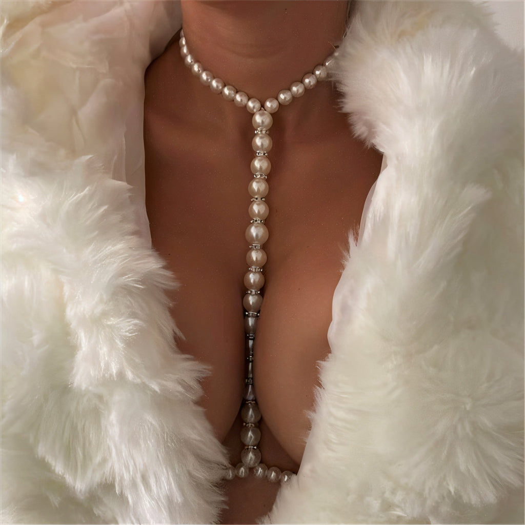Pearl Body Chain Lariat Harness Necklace