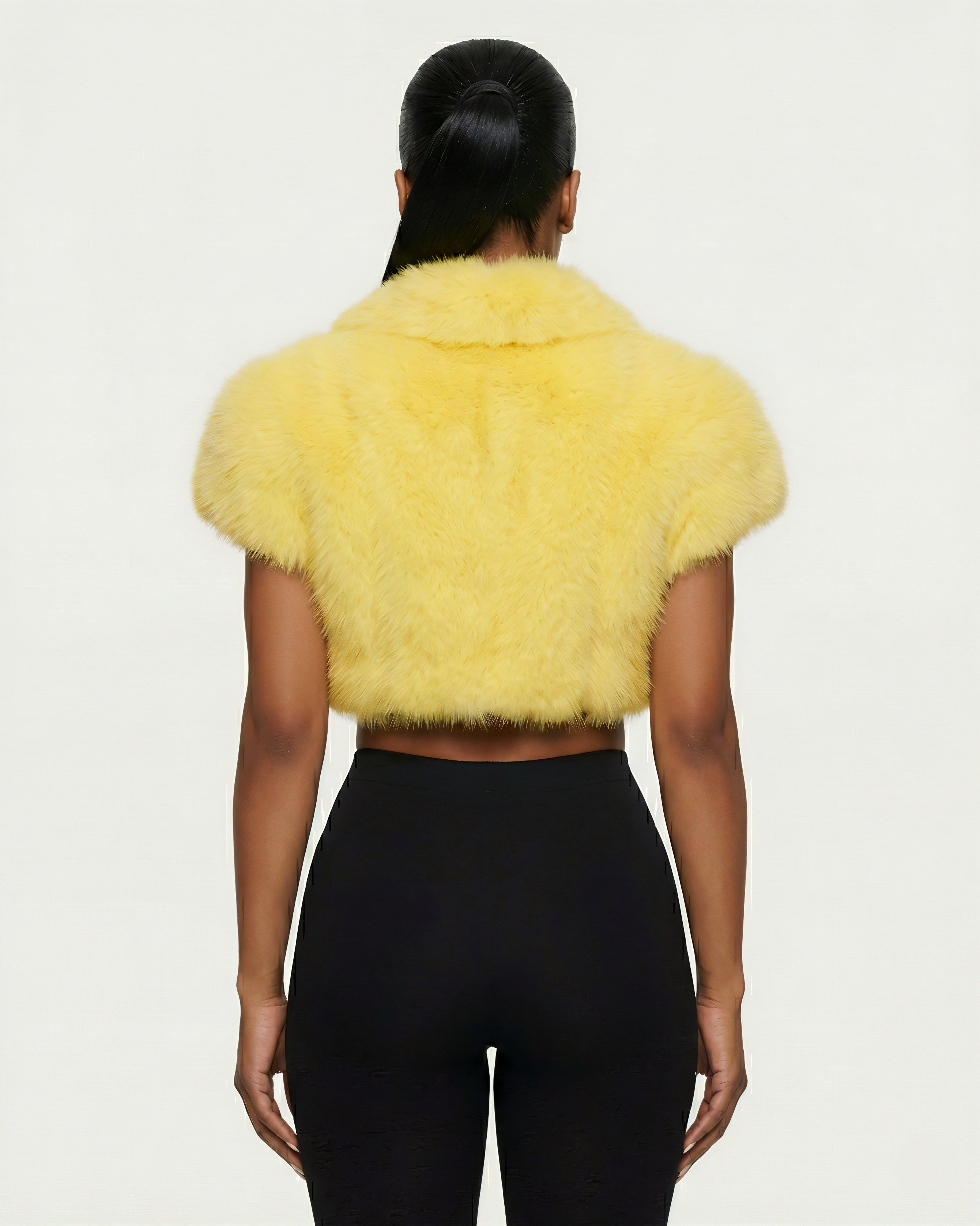 QUELLA Faux-Fur Buckle-Front Cropped Vest