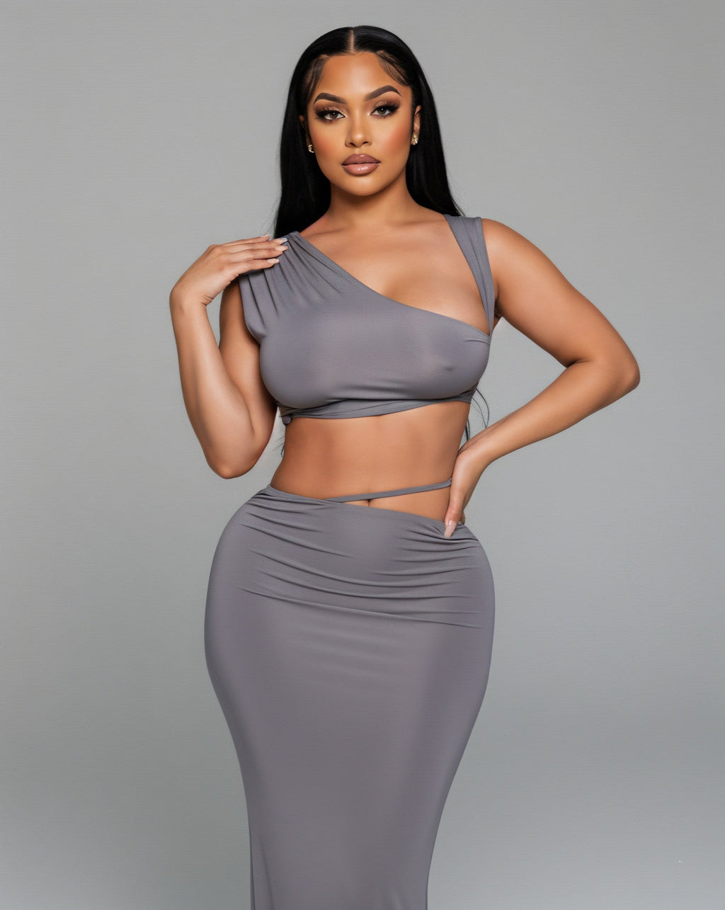 FRANCESCA Oblique Tube Top & Maxi Skirt Set