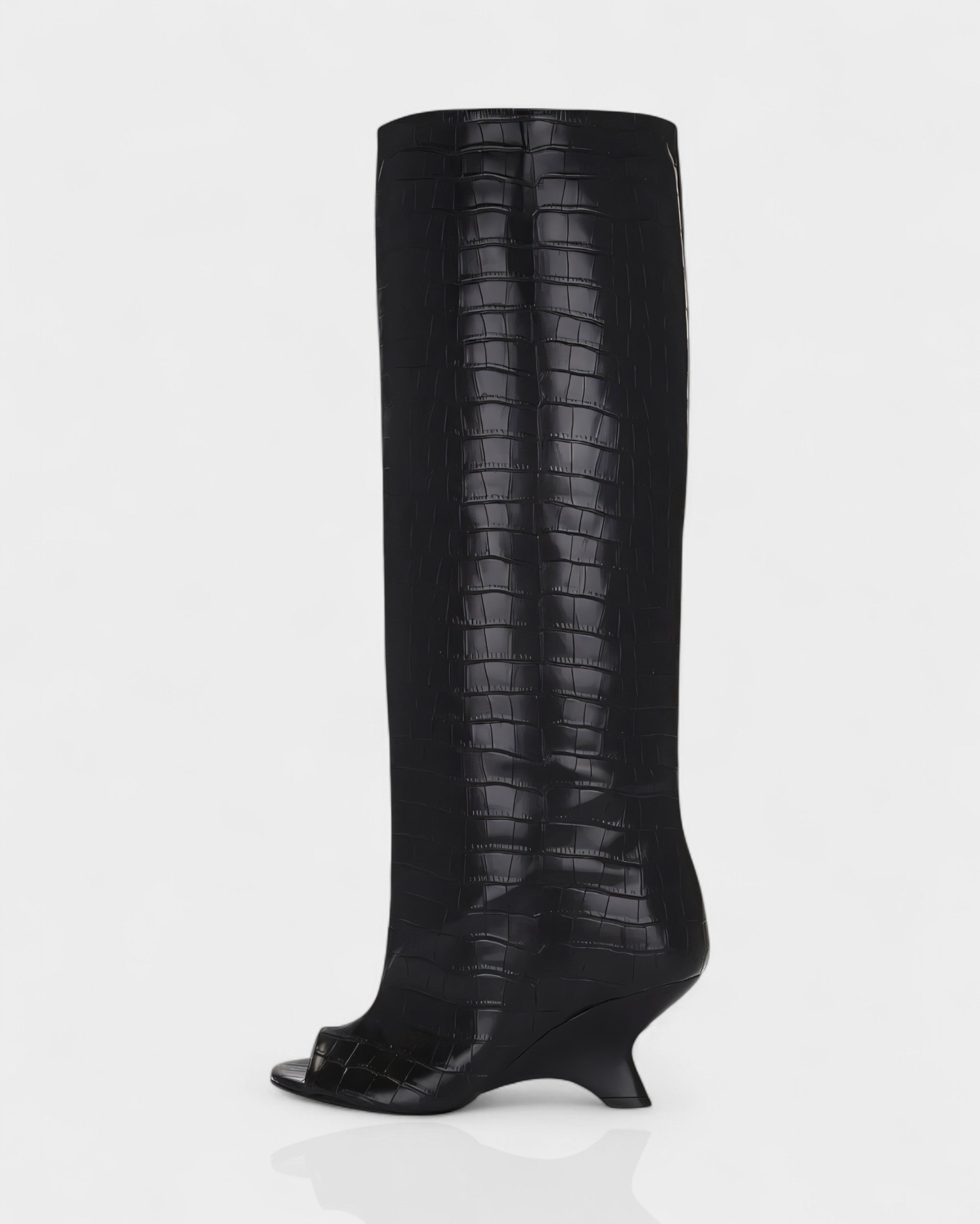 HELIRA Peep Toe Wedge Knee High Boots