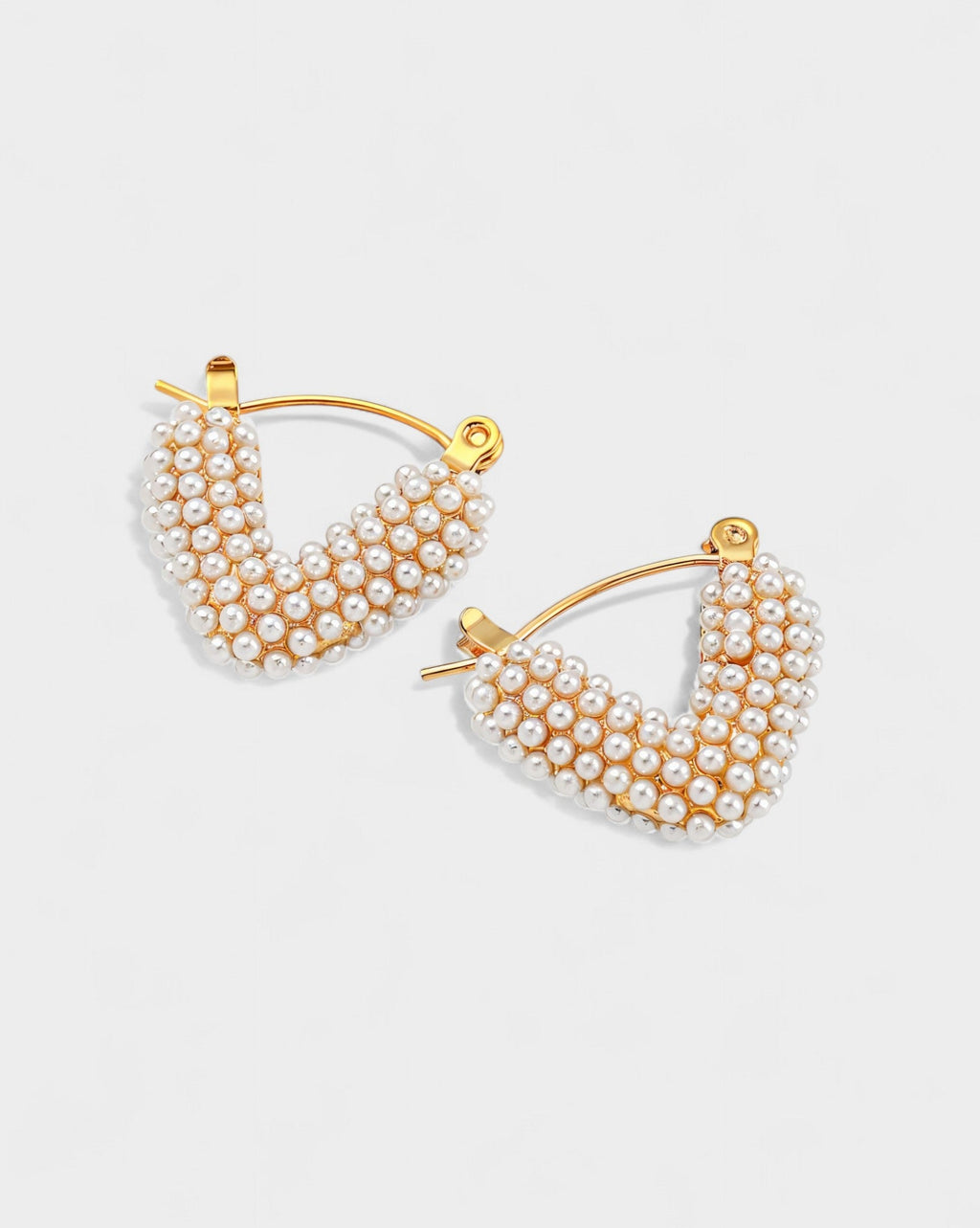 Pearl Pavé Gold Huggie Hoop Earrings