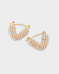 Pearl Pavé Gold Huggie Hoop Earrings