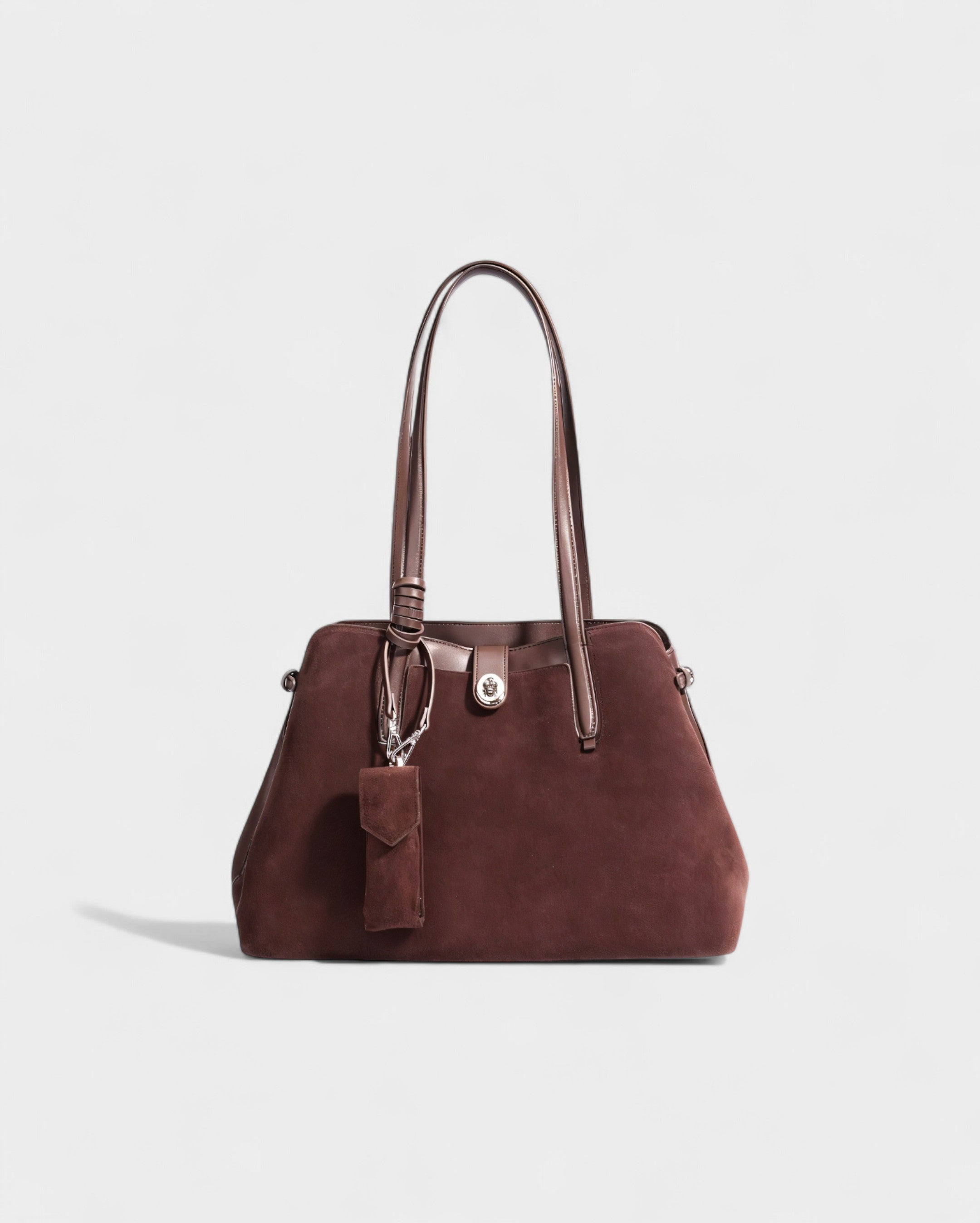 ORLINA Faux Suede Tote with Top Turn-Lock