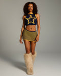QUINLEY Knitted Star Cropped Top & Mini Skirt Set