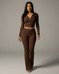 RAINY Zip-Up Hoodie and Flare Pants Set