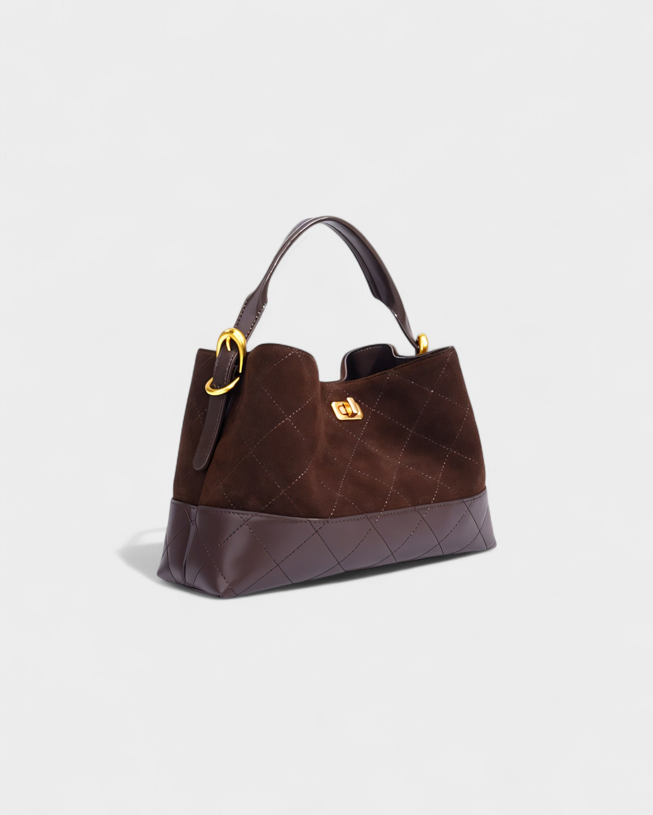 ELVIERA Quilted Faux Suede Handle Bag