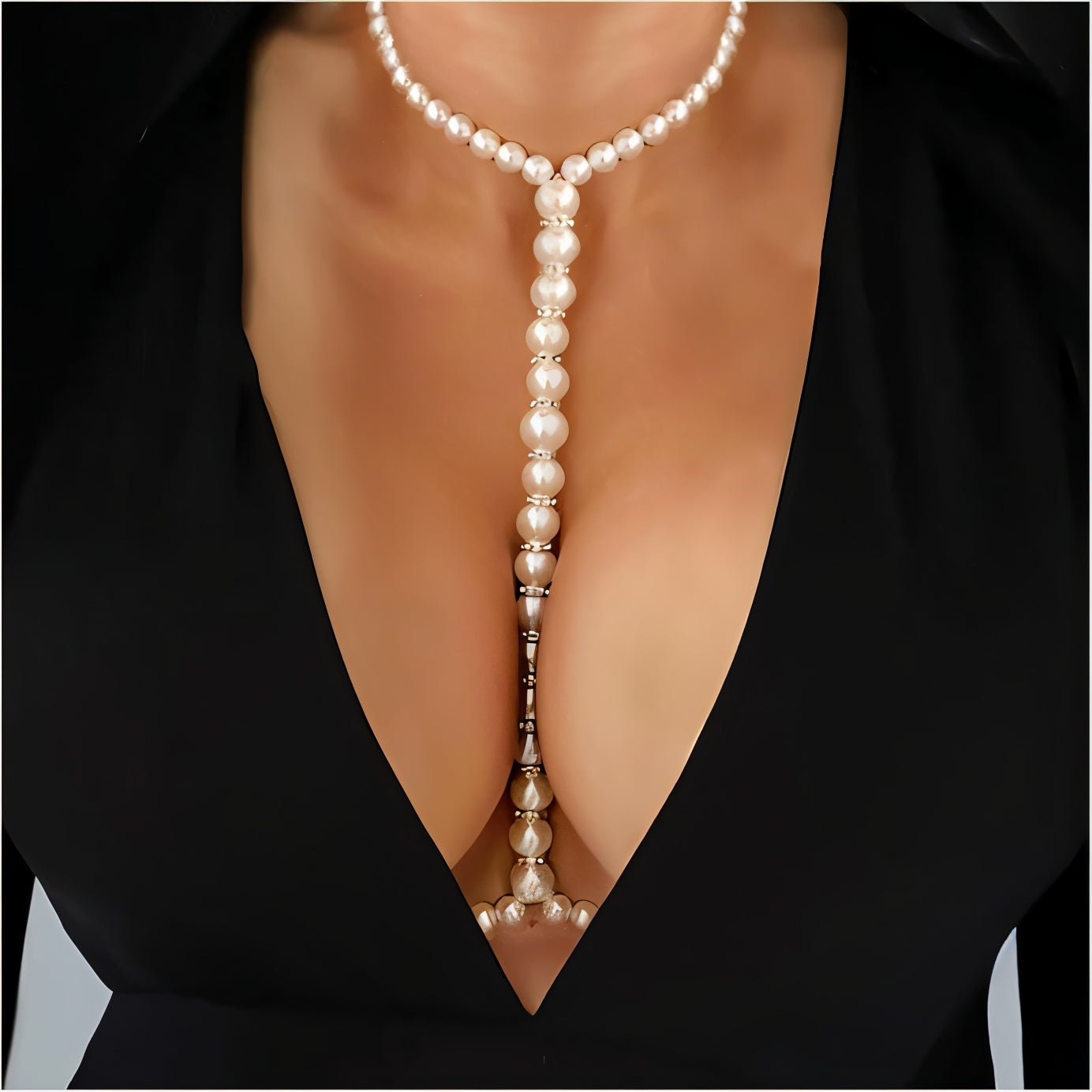 Pearl Body Chain Lariat Harness Necklace