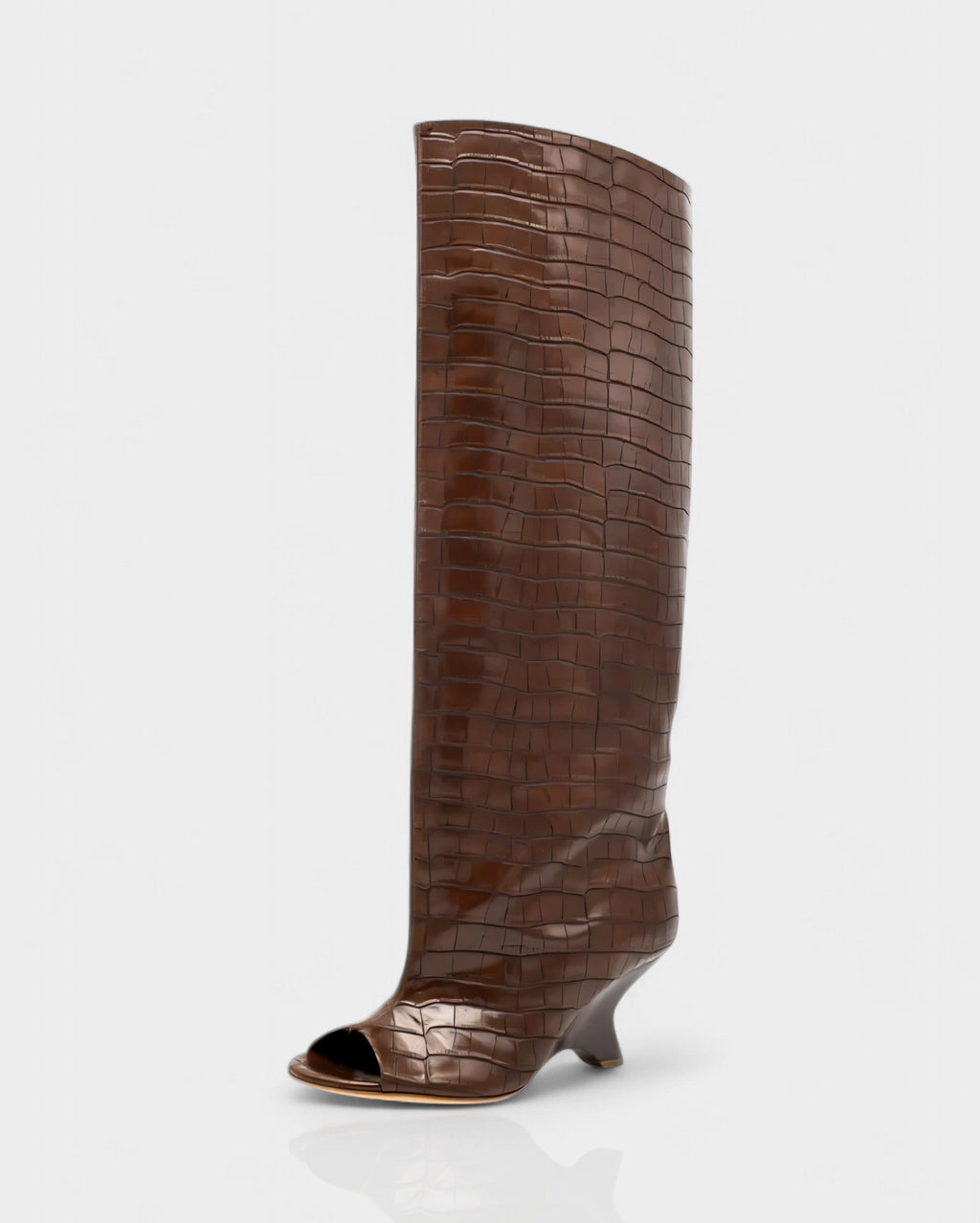 HELIRA Peep Toe Wedge Knee High Boots