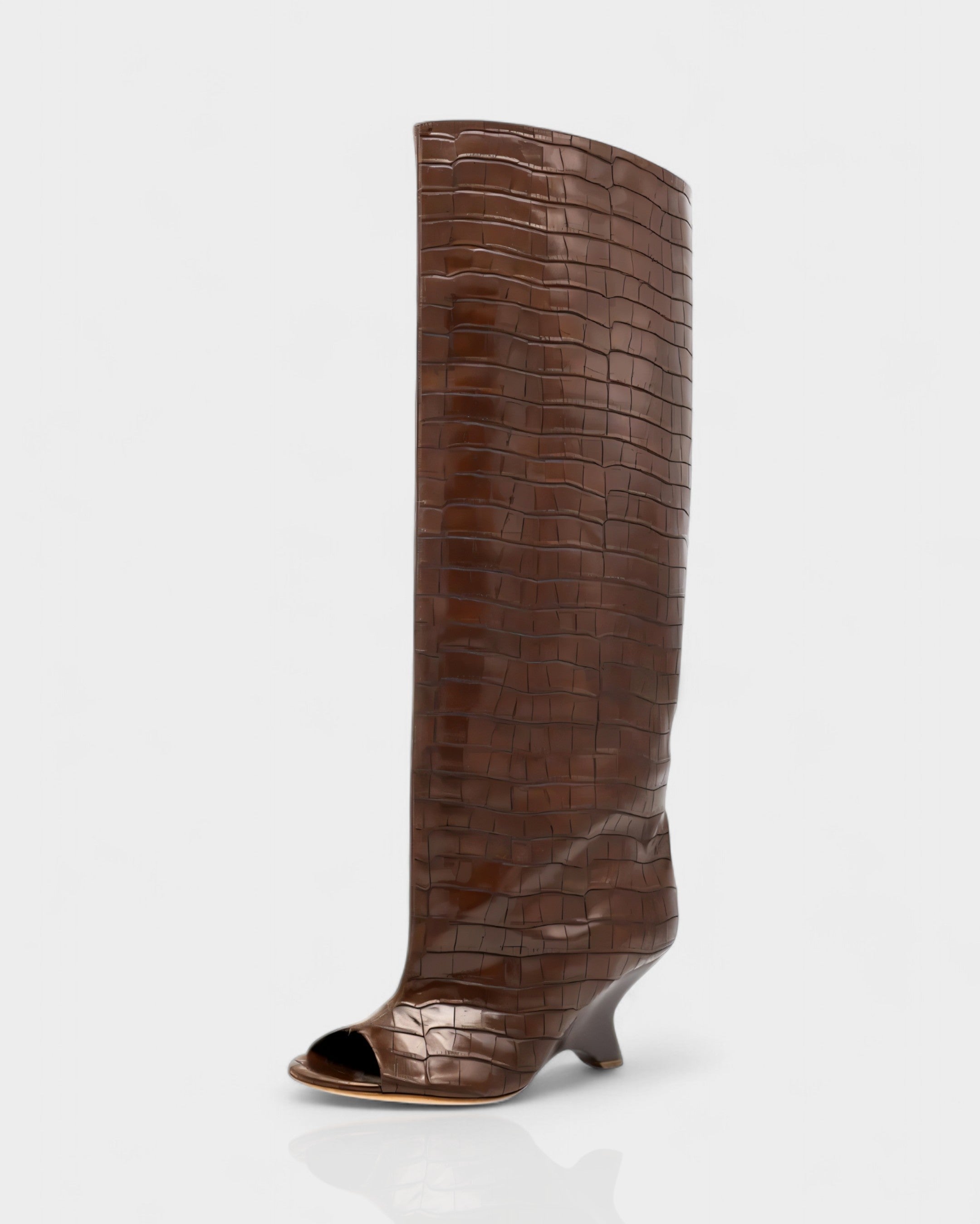 HELIRA Peep Toe Wedge Knee High Boots