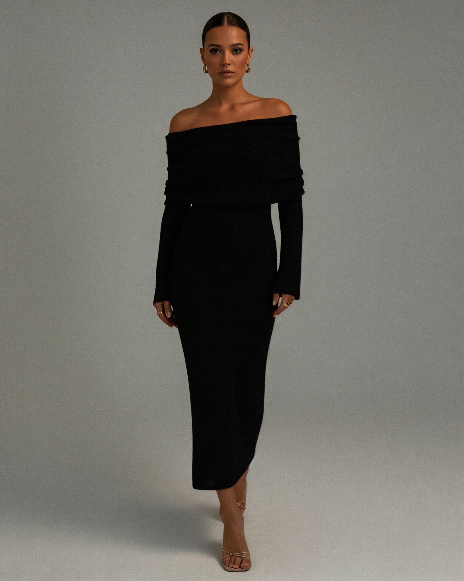 ANGELICA Knit Off-Shoulder Maxi Dress