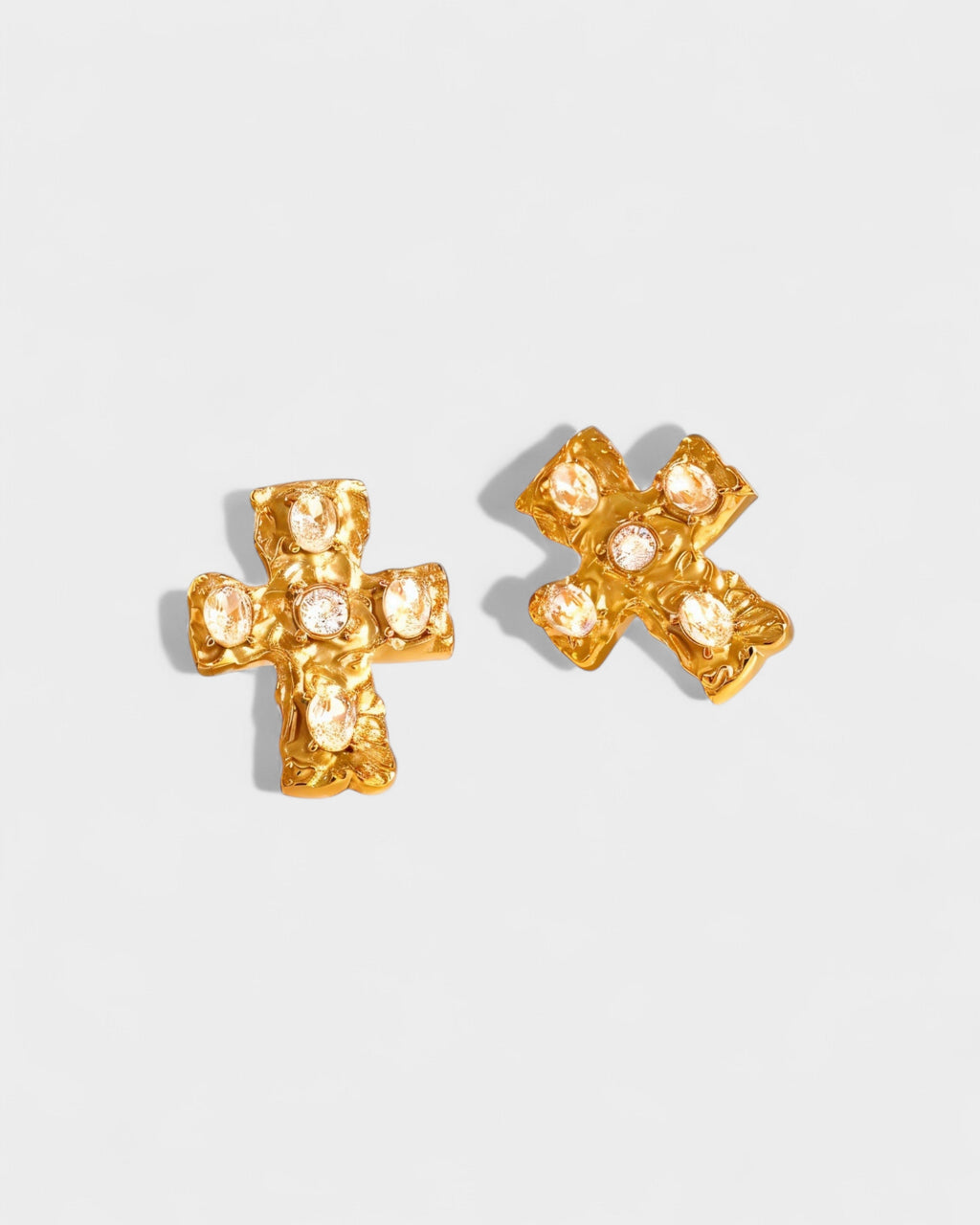 Multi-Stone Cross Stud Earrings