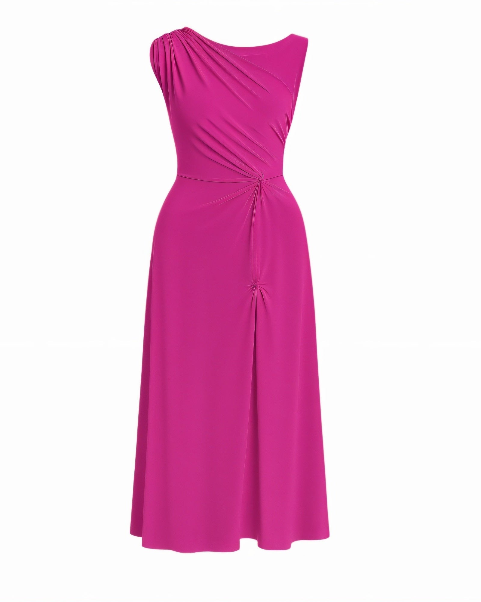 MIREN One-Shoulder Draped High Slit Maxi Dress