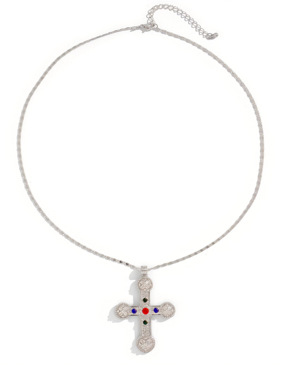 Gemstone Cross Pendant Gold Necklace