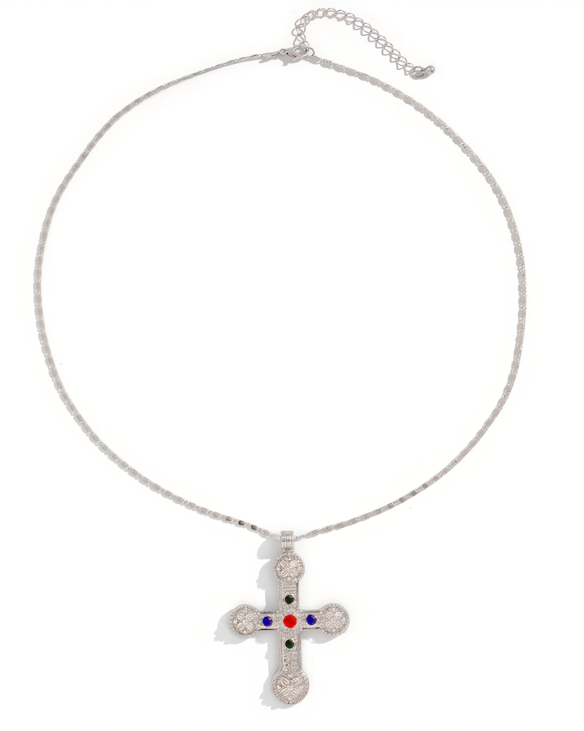 Gemstone Cross Pendant Gold Necklace