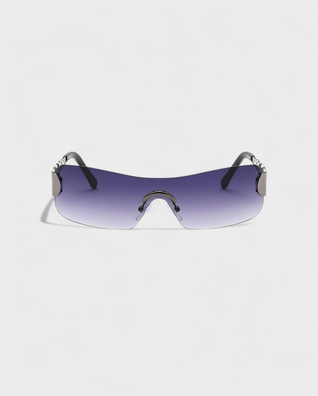 AMORA Circle Embellished Rimless Shield Sunglasses
