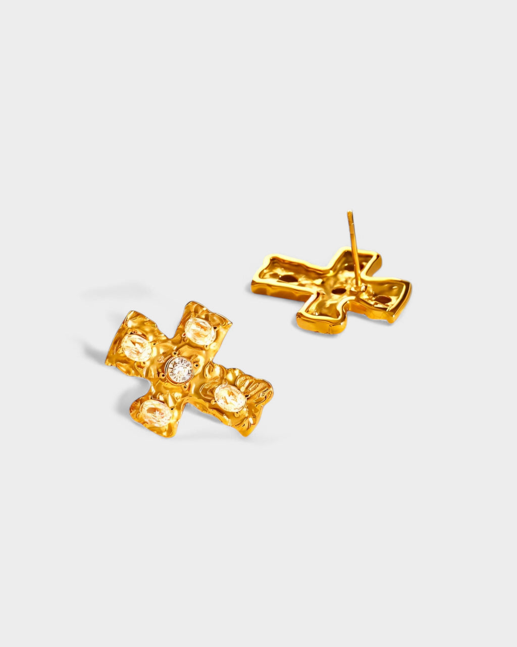 Multi-Stone Cross Stud Earrings