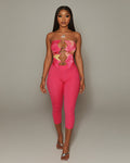ELLIE Strapless Ring Detail Top & Capri Pants