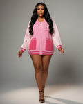 POLINA Oversized Knit Varsity Cardigan