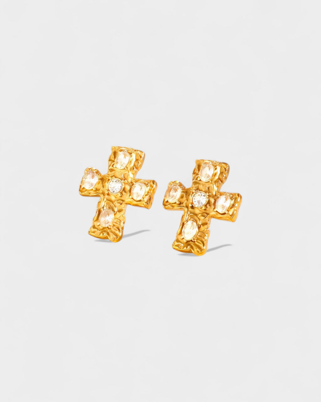 Multi-Stone Cross Stud Earrings